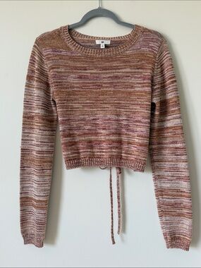 bp space dye cropped open back tie sweater size M